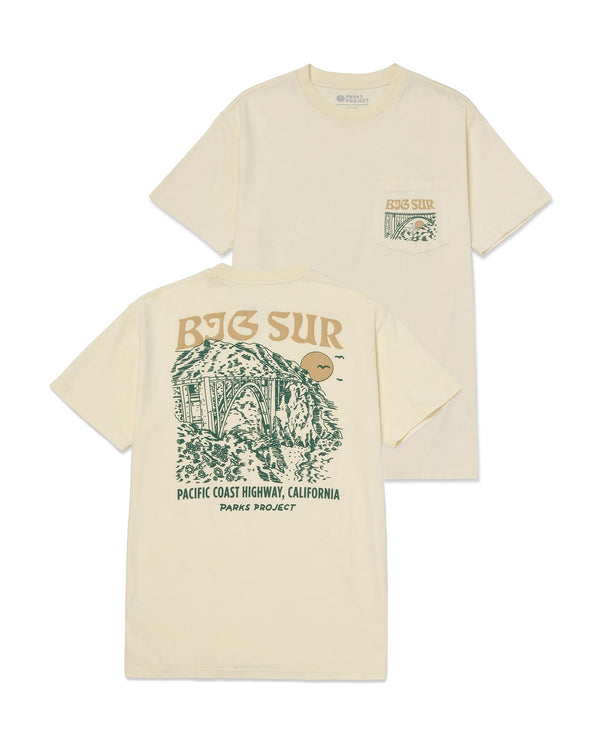 Shop Big Sur Bridges Puff Print Pocket Tee Inspired by Big Sur | white