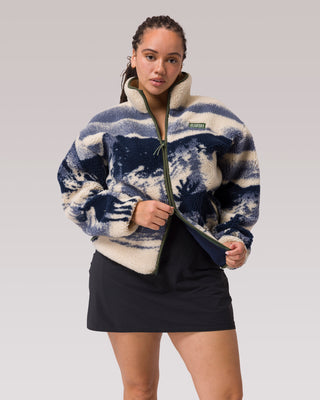 Shop Acadia Moose Full Zip High Pile Fleece Inspired by Acadia | natural-and-navy