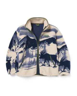 Shop Acadia Moose Full Zip High Pile Fleece Inspired by Acadia | natural-and-navy