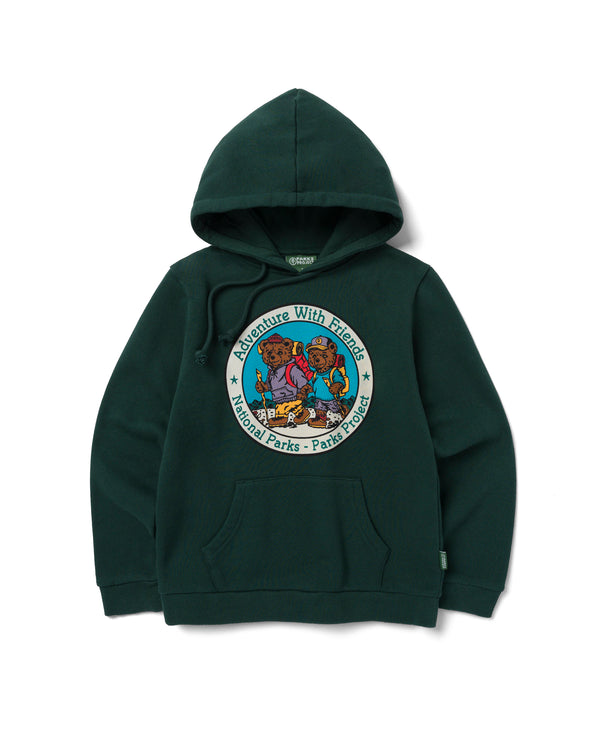 Shop Adventure With Friends Bears Youth Hoodie Inspired by Parks | dark-green