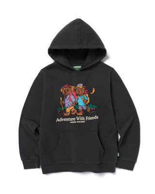 Shop Adventure With Friends Hiking Bear Youth Hoodie Inspired by Parks | black