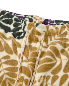 fern-patterned fleece joggers inspired by big sur national park | purple-and-cream