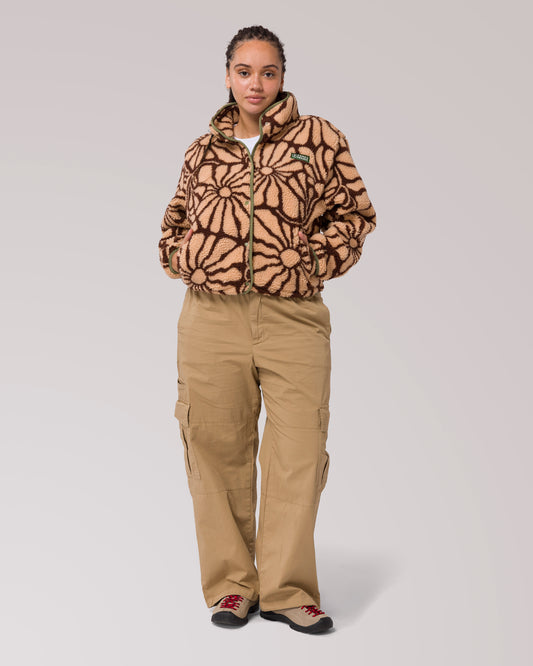 Shop Desert Wildflowers High Pile Women's Jacket Inspired by our Parks | cream-and-brown