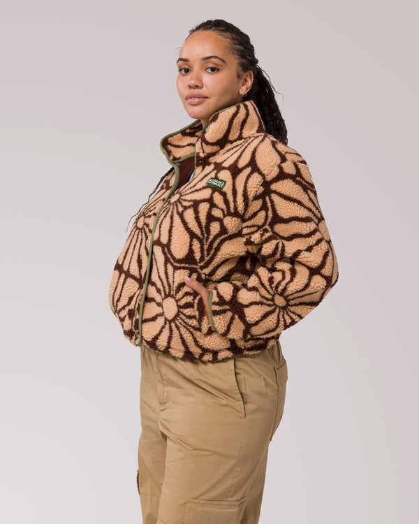 Shop Desert Wildflowers High Pile Women's Jacket Inspired by our Parks | cream-and-brown