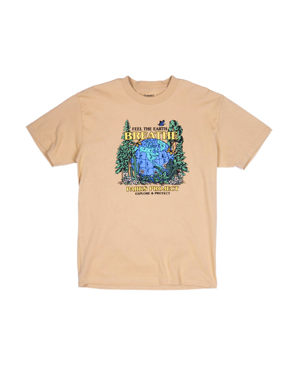 Shop Feel the Earth Breathe Globe Tee Inspired by our National Parks | khaki