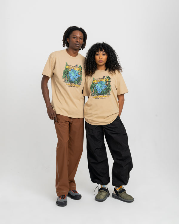 Shop Feel the Earth Breathe Globe Tee Inspired by our National Parks | khaki