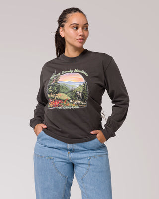 Shop Great Smoky Mountain National Park Vintage Long Sleeve Tee Inspired by the Great Smoky Mountains | vintage-black