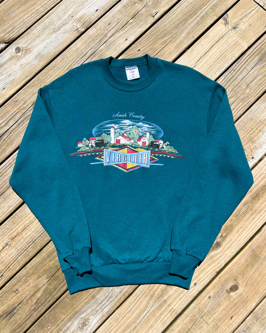 Vintage Green Virginia Amish Country Crewneck