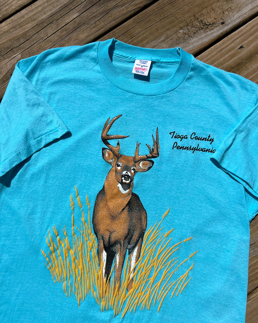 Vintage Blue 80s Neon Deer Tee