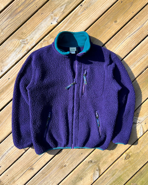 Vintage LL Bean Deep Pile Zip Up Purple