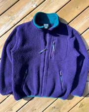 Vintage LL Bean Deep Pile Zip Up Purple