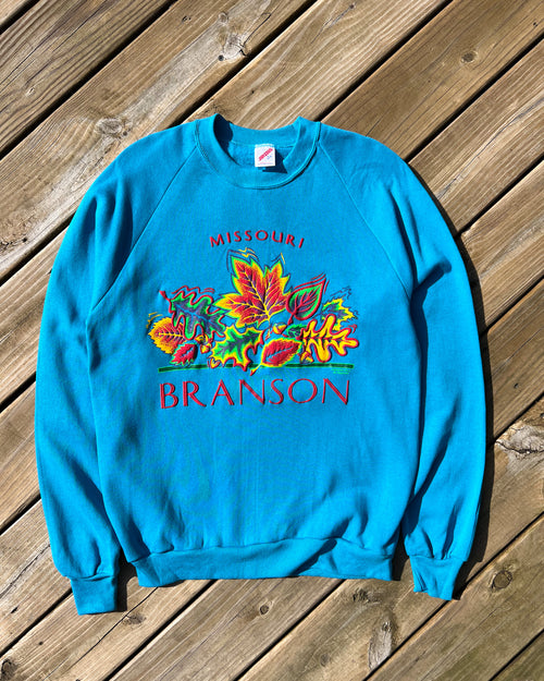 Vintage Branson Puff Print Leaves Crewneck