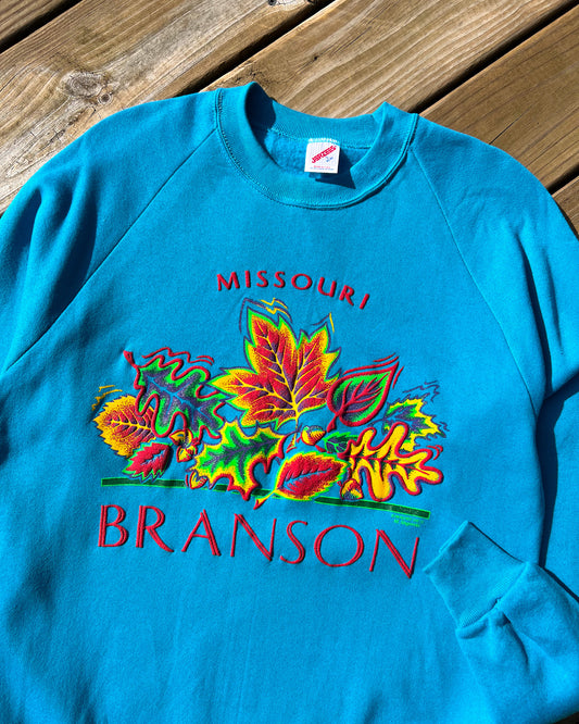 Vintage Branson Puff Print Leaves Crewneck