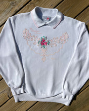 Vintage Garden Flower Collared Crewneck