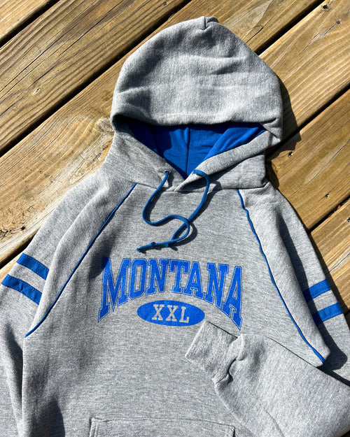 Vintage Montana Grey and Blue Hoodie