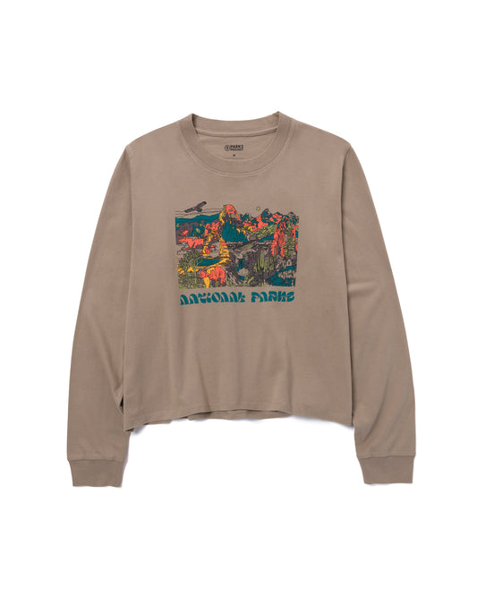 Shop National Parks Collage Long Sleeve Boxy Tee Inspired by Parks