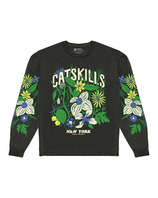 Shop Catskills Flower Patch Long Sleeve Tee Inspired by Catskills Park | vintage-black