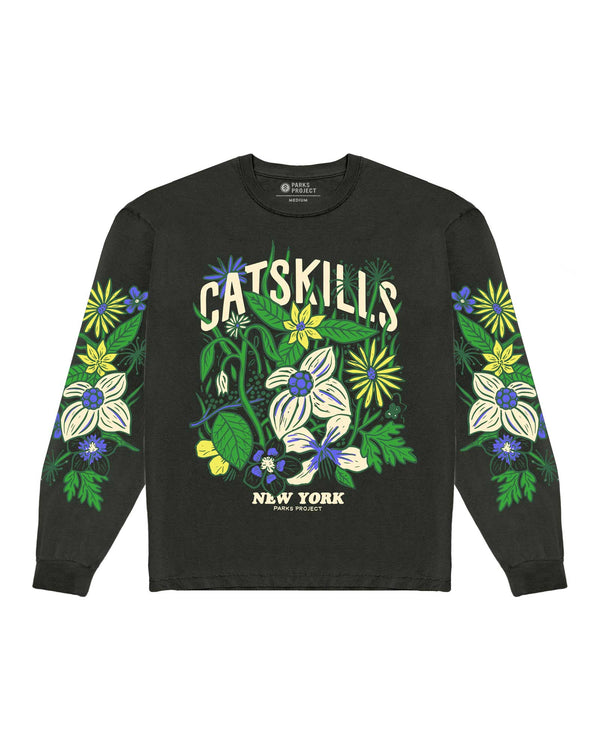 Shop Catskills Flower Patch Long Sleeve Tee Inspired by Catskills Park | vintage-black