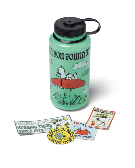 Peanuts x Parks Project: Snoopy Themed Water Bottle and Sticker Pack | green