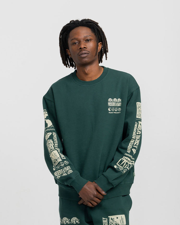 Shop Preserve & Enjoy Crewneck Inspired by our National Parks | dark-green