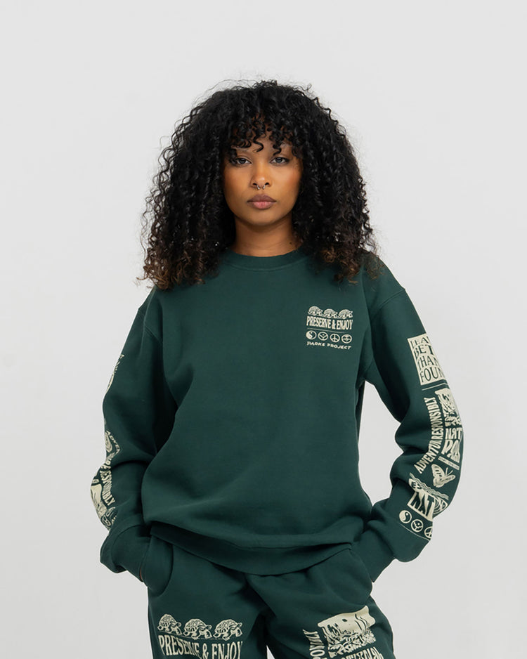 Shop Preserve & Enjoy Crewneck Inspired by our National Parks | dark-green