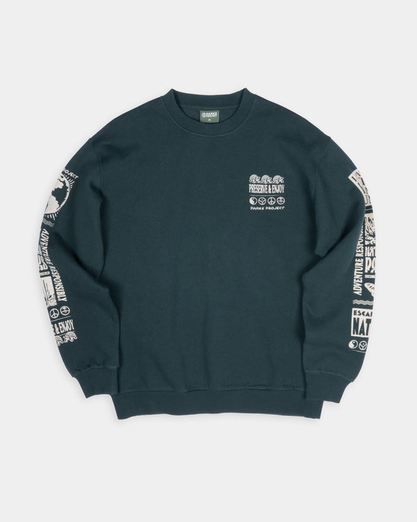 Shop Preserve & Enjoy Crewneck Inspired by our National Parks | dark-green