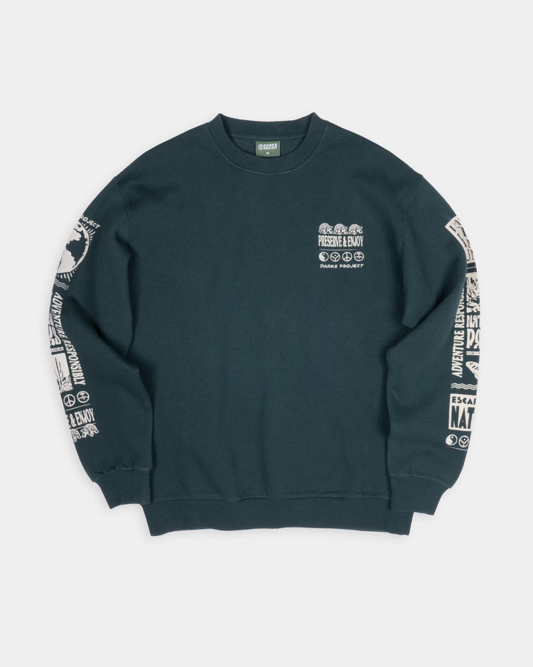 Shop Preserve & Enjoy Crewneck Inspired by our National Parks | dark-green