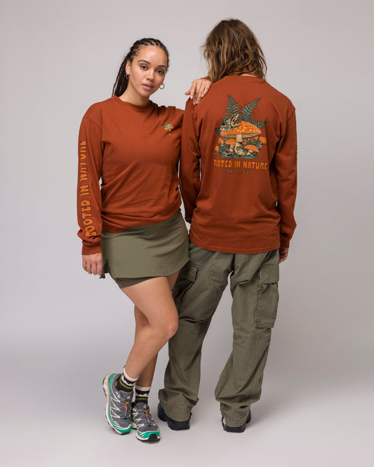 Shop Rooted In Nature Ferns Long Sleeve Tee Inspired by Nature's Ferns | rust