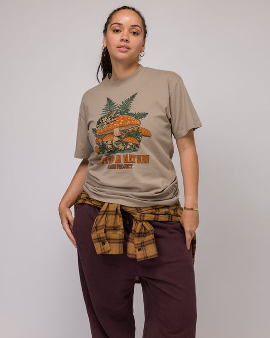 Shop Rooted In Nature Ferns Tee Inspired by Nature's Ferns | mushroom-grey