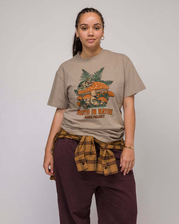 Shop Rooted In Nature Ferns Tee Inspired by Nature's Ferns | mushroom-grey