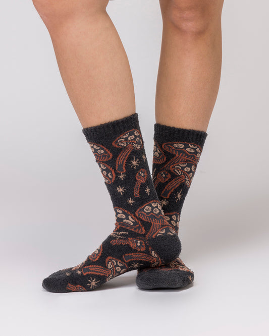 Shop Rooted In Nature Mushrooms Cozy Socks Inspired by National Parks | black-multi