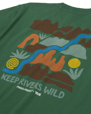 Shop Teva x Parks Project Wild Rivers Pocket Tee Inspired by our National Parks | forest-green