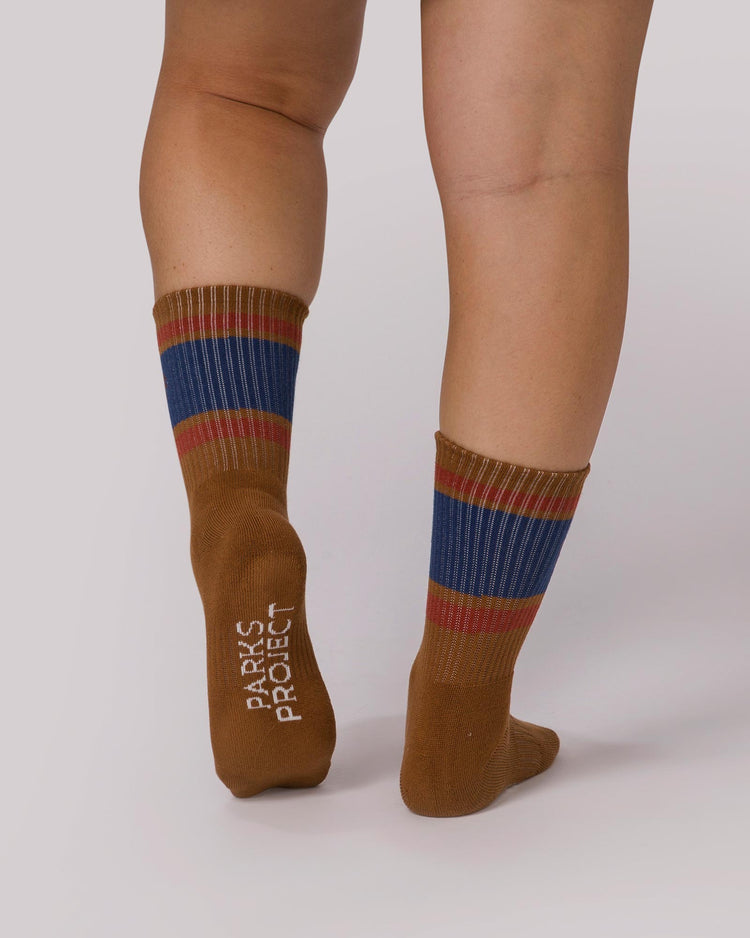 Shop Trail Crew Tube Socks 2 pack Inspired By National Parks | brown-and-natural