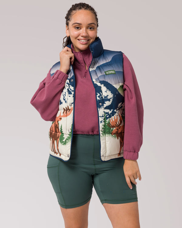 Shop Wild Moose Women's Cropped Puffer Vest Inspired by Parks | multi-color