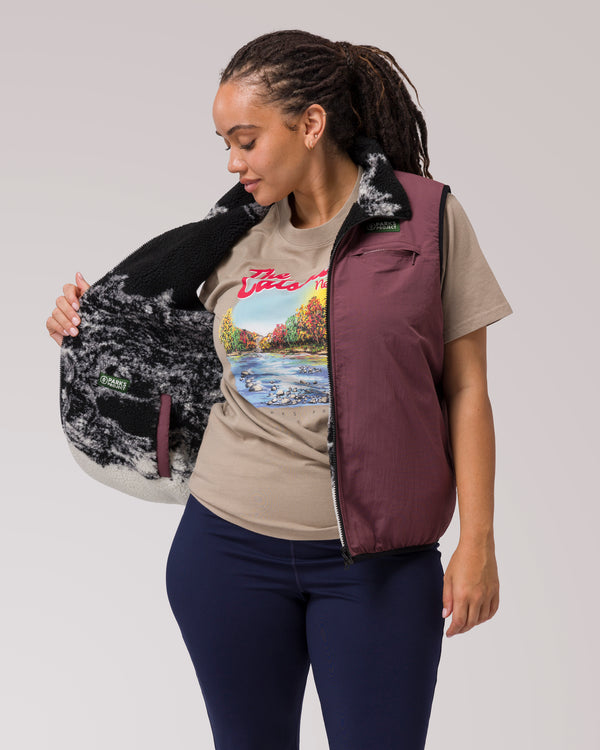 Shop Winter Moose Reversible Vest Inspired by our National Parks | black-berry