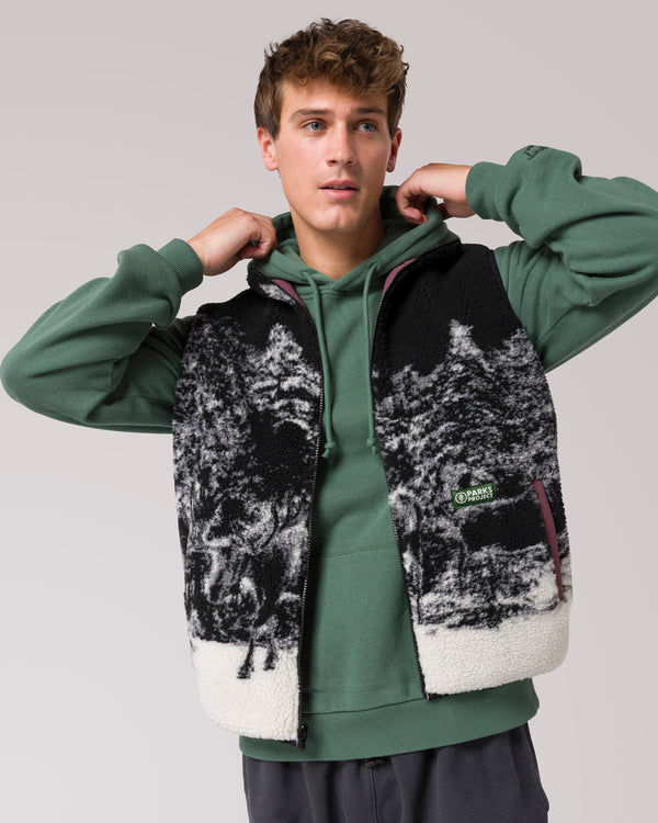 Shop Winter Moose Reversible Vest Inspired by our National Parks | black-berry