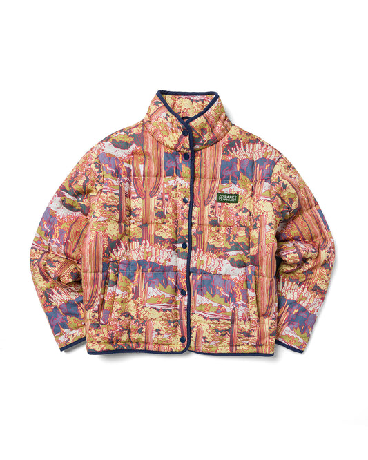 Shop Women's Saguaro Cacti Quilted Jacket Inspired by Desert Parks