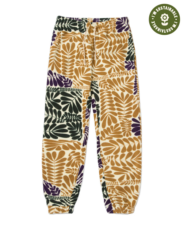 Fern-Patterned Fleece Joggers Inspired By Big Sur National Park | purple-and-cream