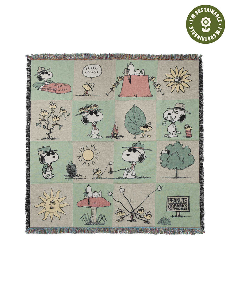 Peanuts x Parks Project Sustainably Crafted Cotton Blanket | green-and-natural